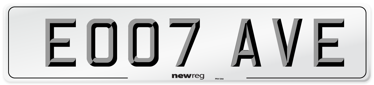 EO07 AVE Number Plate from New Reg